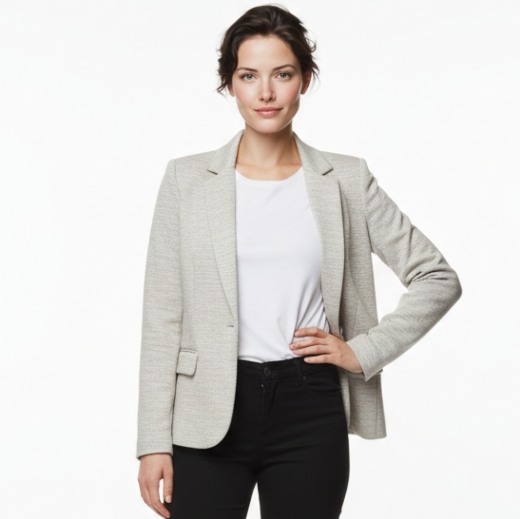 Cabi Women’s Blazer Size 8 One Button Knit Jacket Gray Yellow Tweed Lemon Euc
